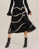 Women's Knitted Viscose Skirt Black Bottoms - RIHOAS