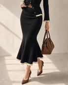 Women's Knitted Viscose Skirt Black - RIHOAS