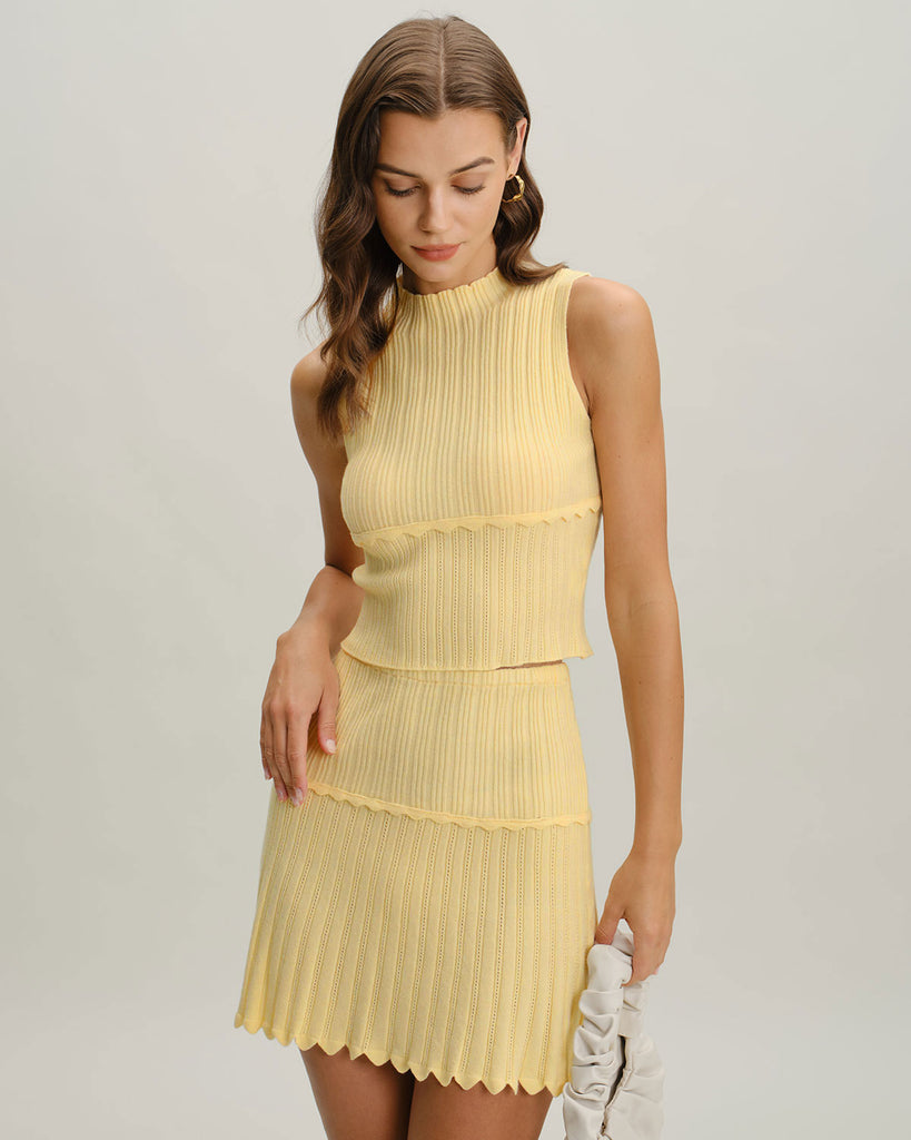 Women's Knitted Viscose Skirt Two-Piece Suit Two-Piece Outfits - RIHOAS