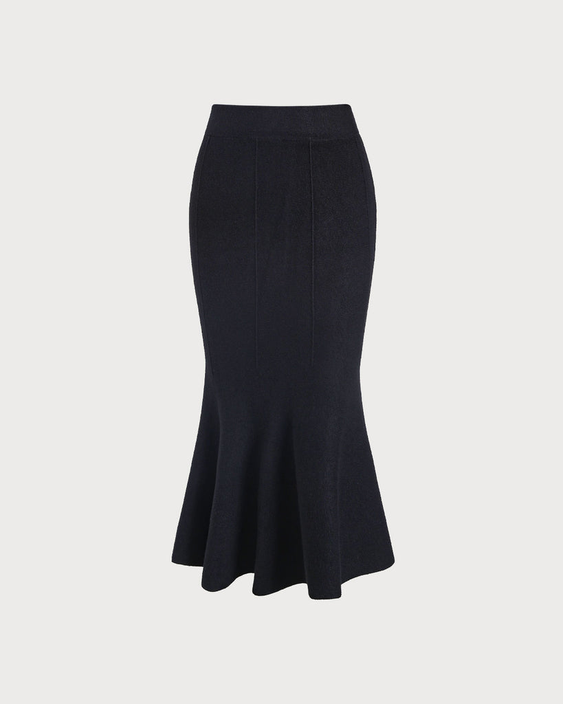Women's Knitted Viscose Skirts Black Bottoms - RIHOAS