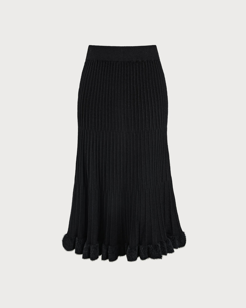 Women's Knitted Viscose Skirts Black Bottoms - RIHOAS