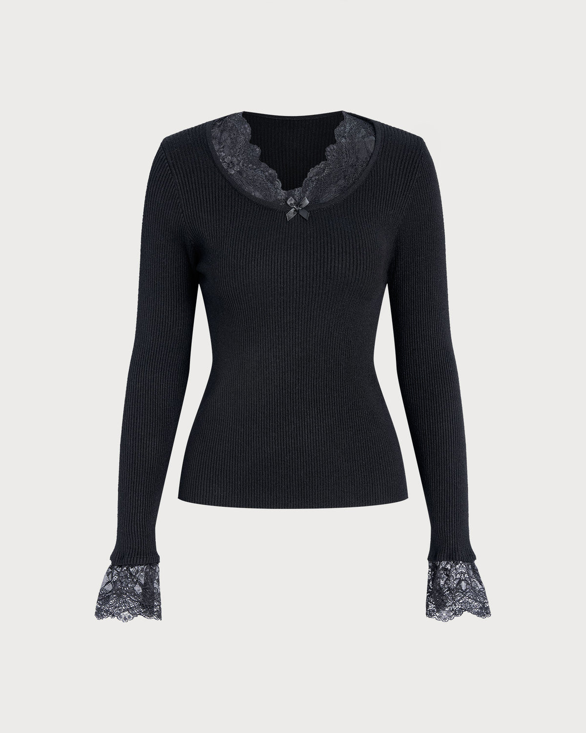 Women's Knitted Viscose Sweater Black Tops - RIHOAS