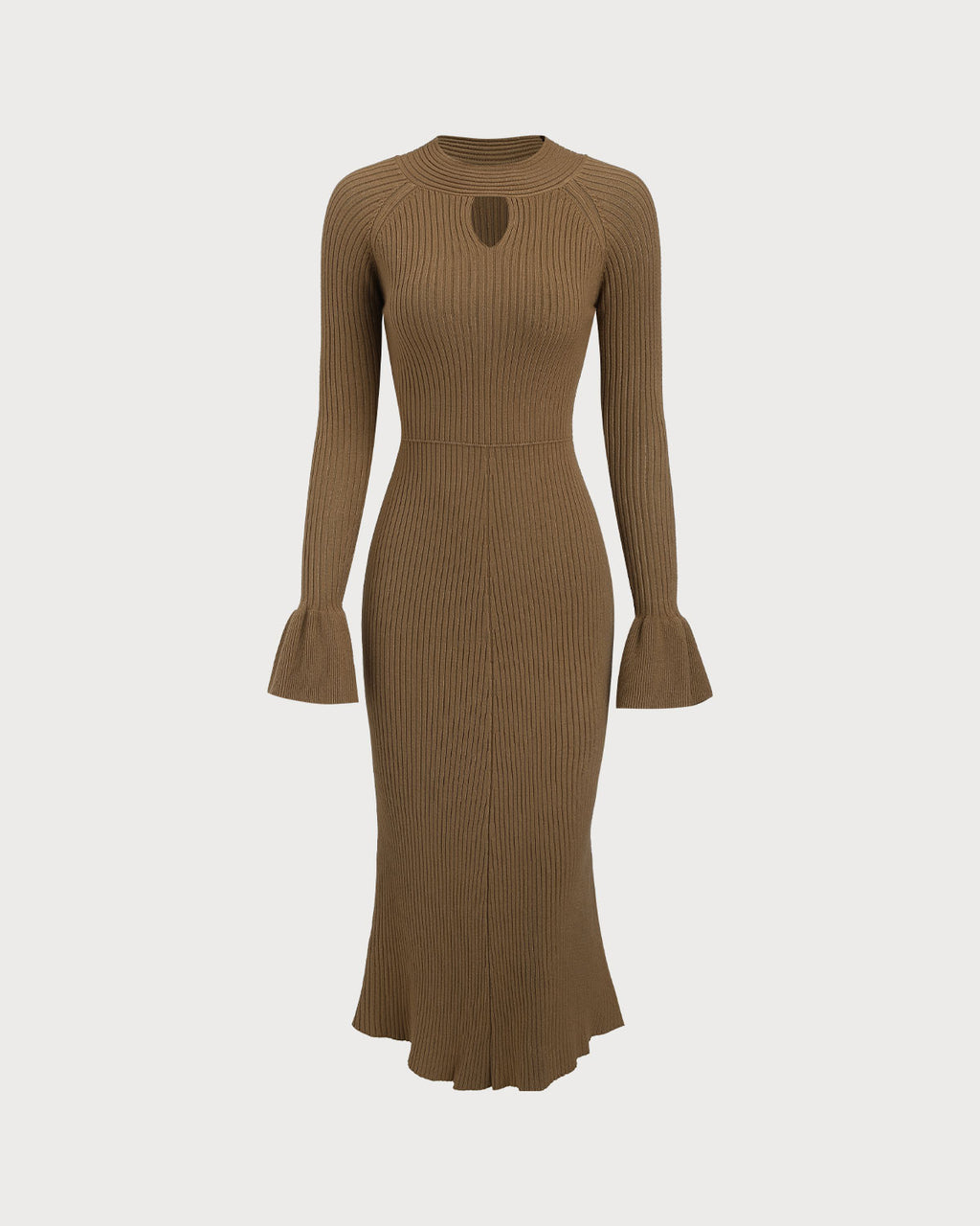 Women's Knitted Viscose Sweater Dress Brown Dresses - RIHOAS