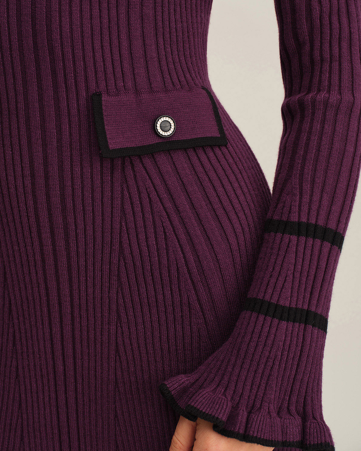 Purple Contrasting Bell Sleeve Sweater Dress & Reviews - Purple - Dresses | RIHOAS Purple Contrasting Bell Sleeve Sweater Dress & Reviews - Purple - Dresses | RIHOAS