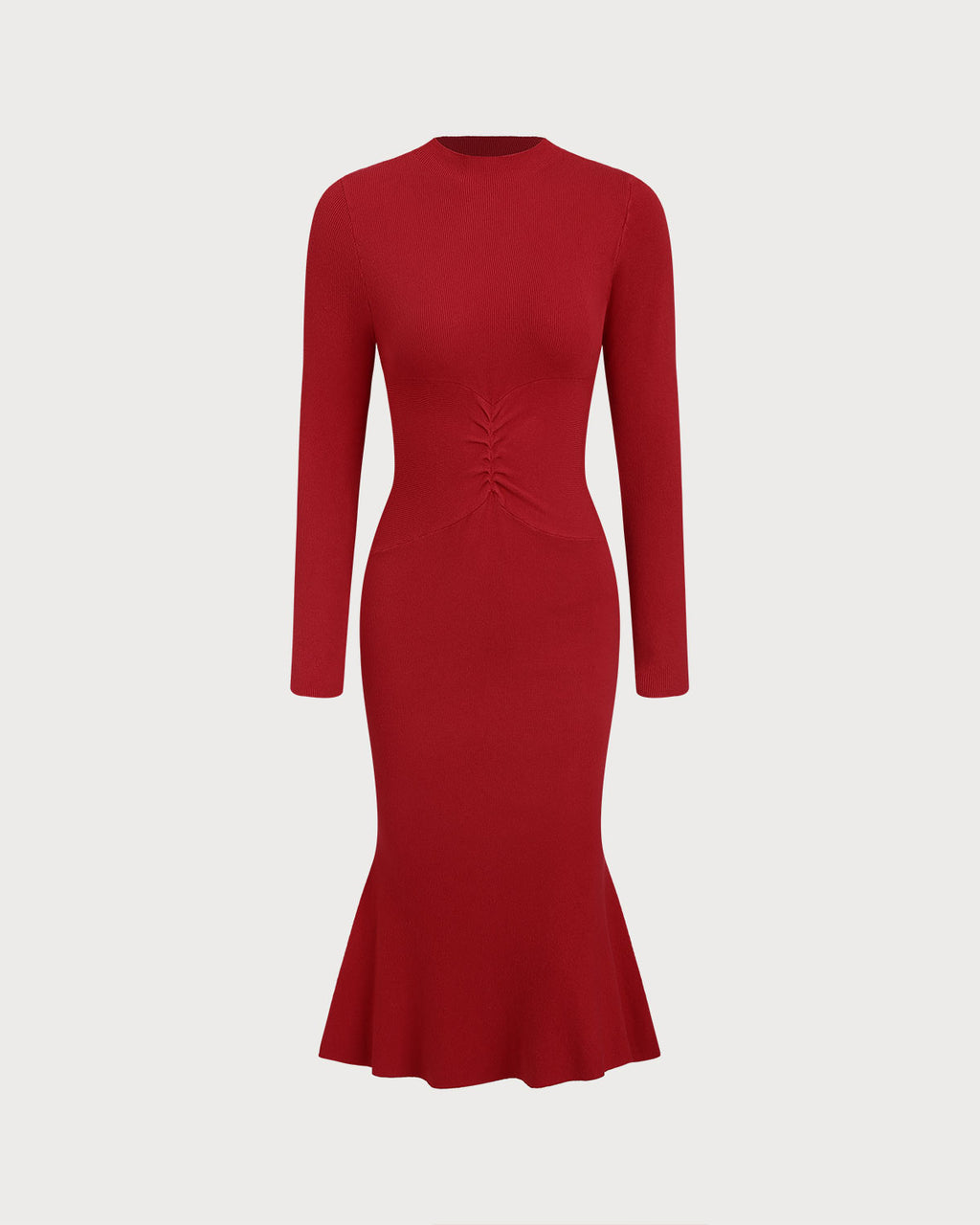 Women's Knitted Viscose Sweater Dress Red Dresses - RIHOAS