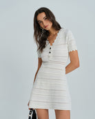 Women's Knitted Viscose Sweater Dress White Dresses - RIHOAS