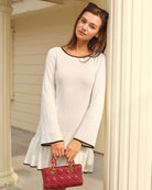Women's Knitted Viscose Sweater Dress White Dresses - RIHOAS