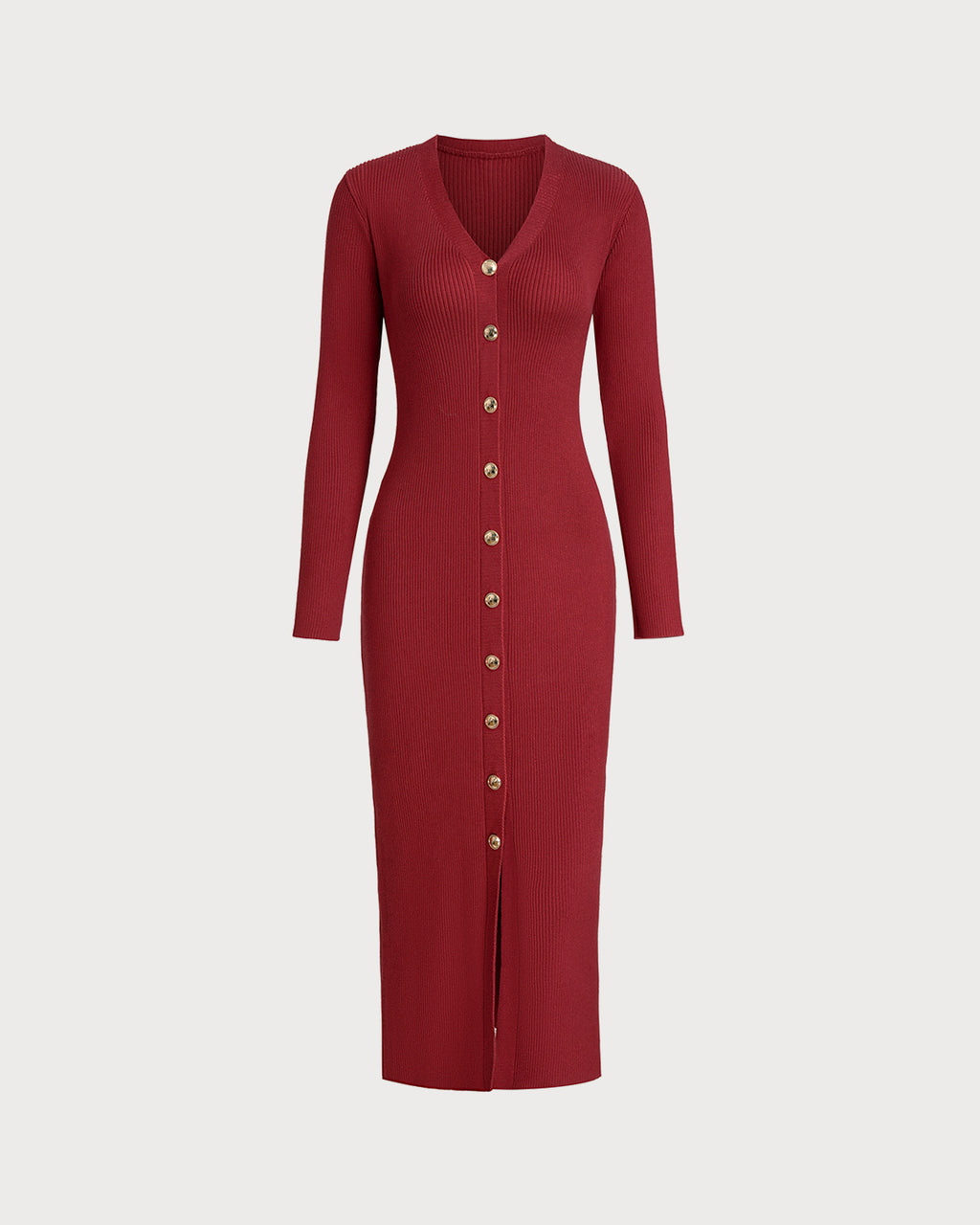 Women's Knitted Viscose Sweater Dress Wine Red Dresses - RIHOAS