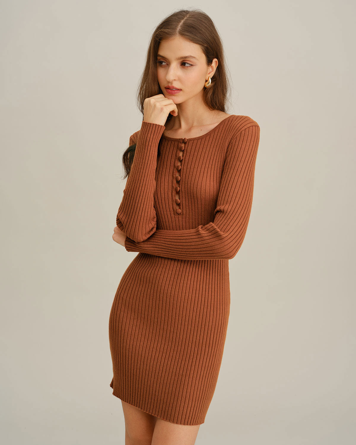 Women's Knitted Viscose Sweater Dresses Dresses - RIHOAS