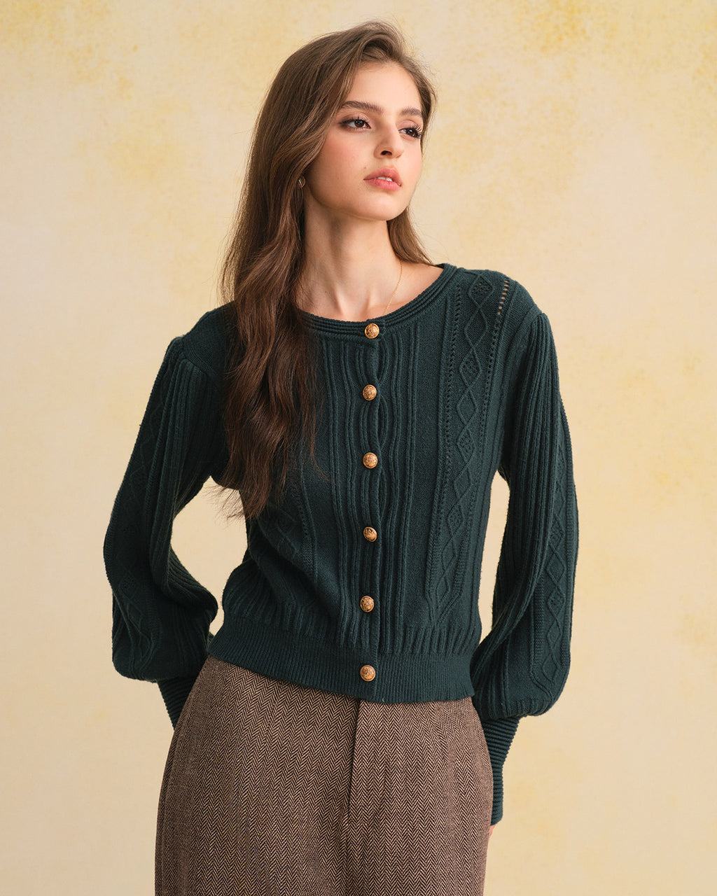 Women's Knitted Viscose Sweater Green Tops - RIHOAS
