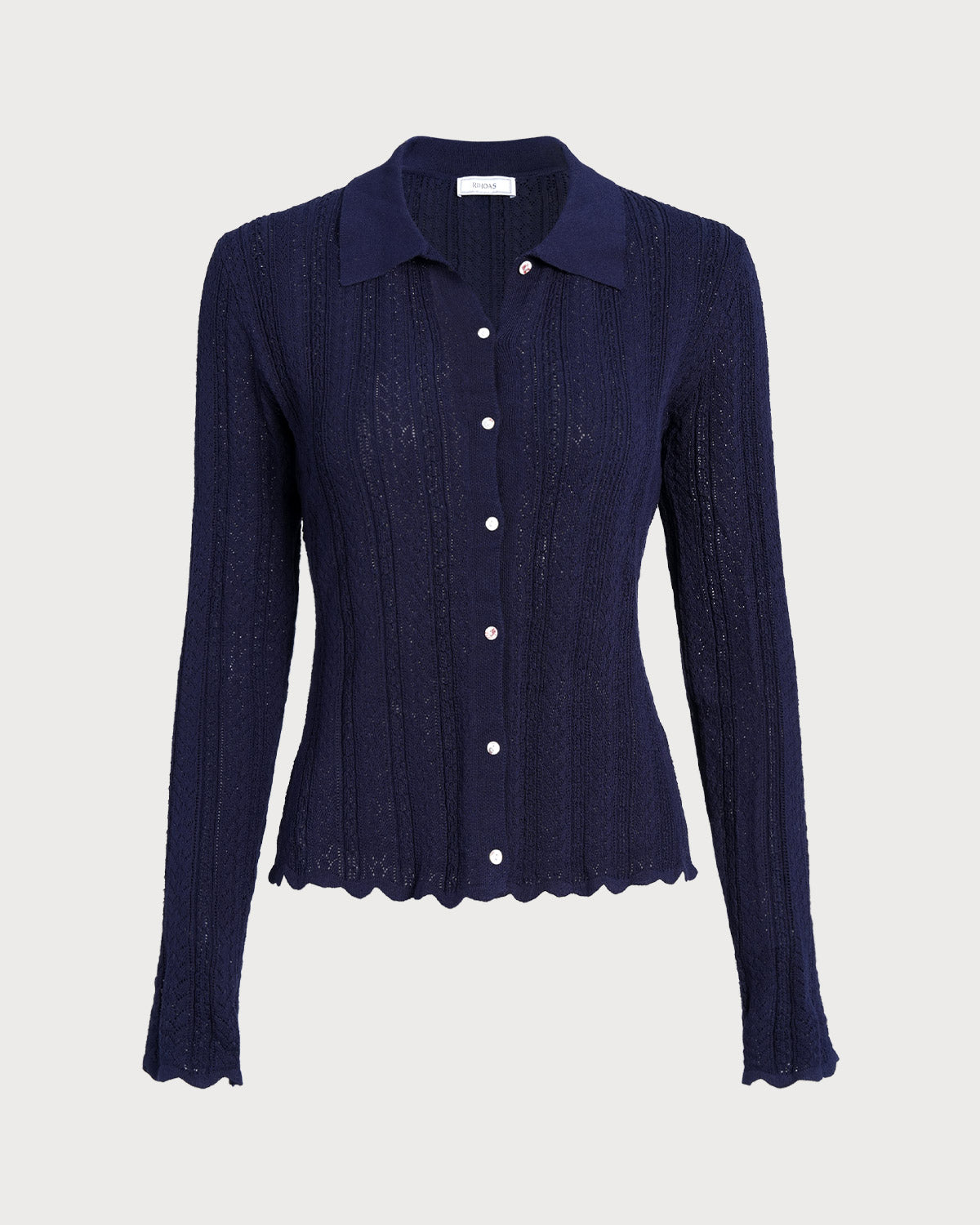 Women's Knitted Viscose Sweater Navy Tops - RIHOAS
