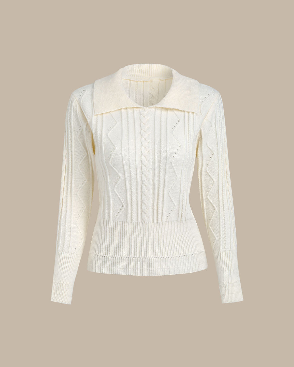 Women's Knitted Viscose Sweater Off White Tops - RIHOAS