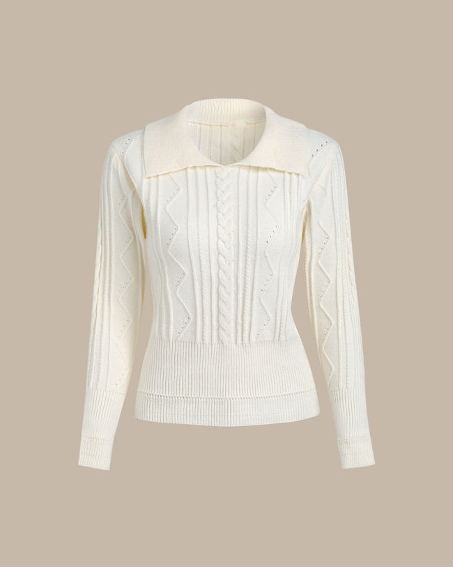Women's Knitted Viscose Sweater Off White Tops - RIHOAS