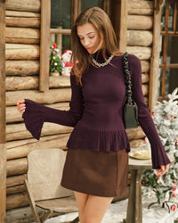 Women's Knitted Viscose Sweater Purple Tops - RIHOAS
