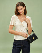 Women's Knitted Viscose Tees Apricot Tops - RIHOAS