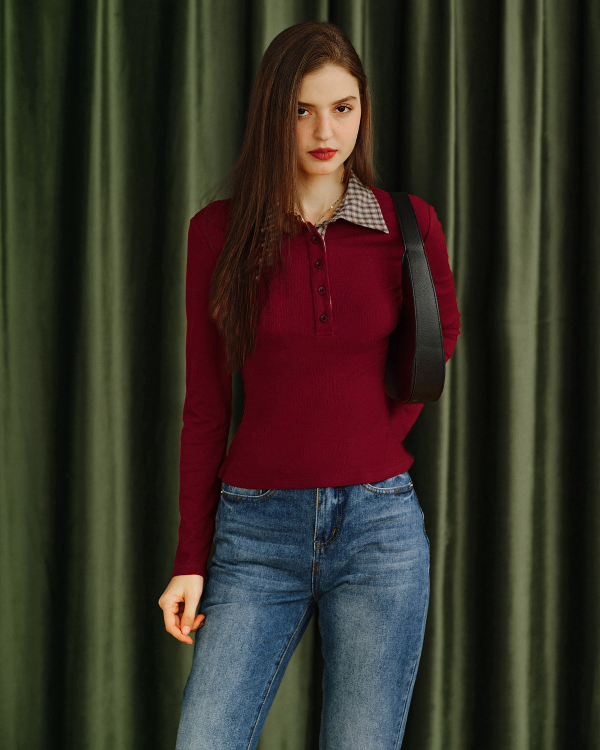 Women's Knitted Viscose Tees Red Tops - RIHOAS