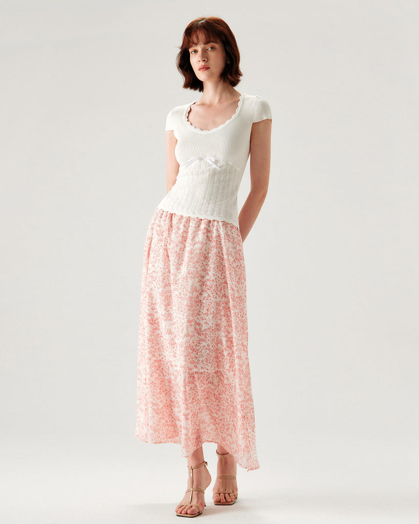 White U Neck Slim Knit Tee - RIHOAS