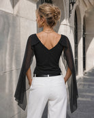 Black Boat Neck Sleeveless Knit Tee - RIHOAS - 03