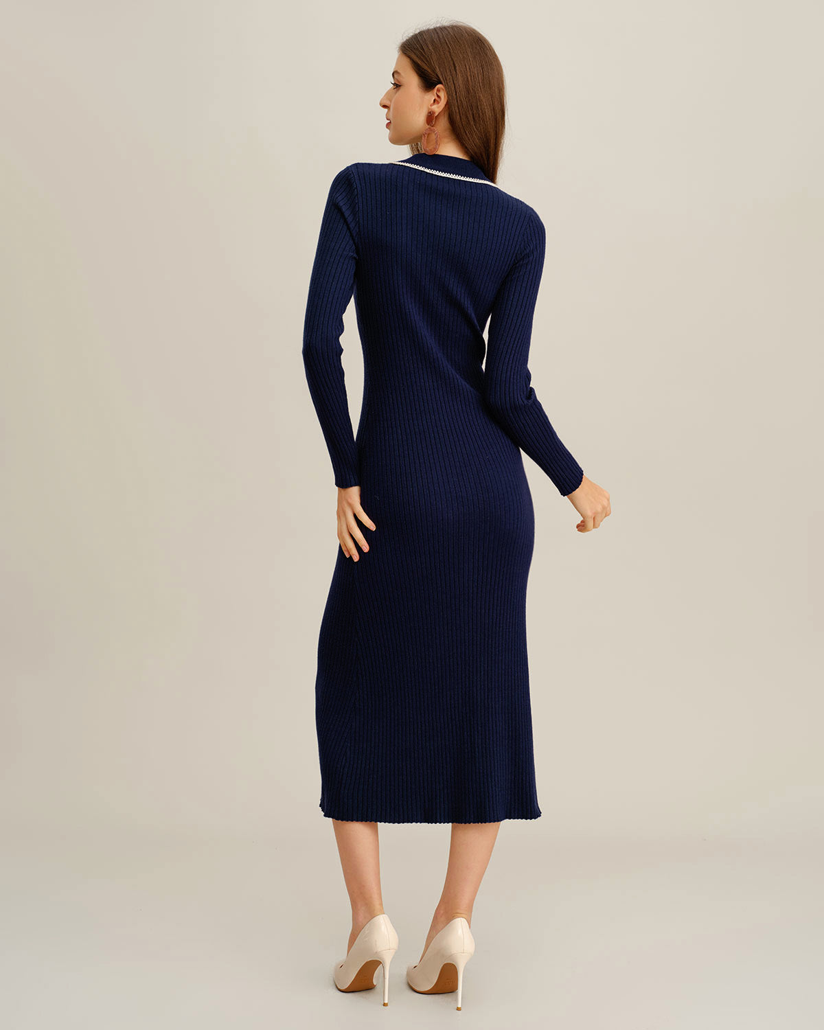 Blue Contrasting Button Sweater Dress & Reviews - Blue - Dresses | RIHOAS Blue Contrasting Button Sweater Dress & Reviews - Blue - Dresses | RIHOAS