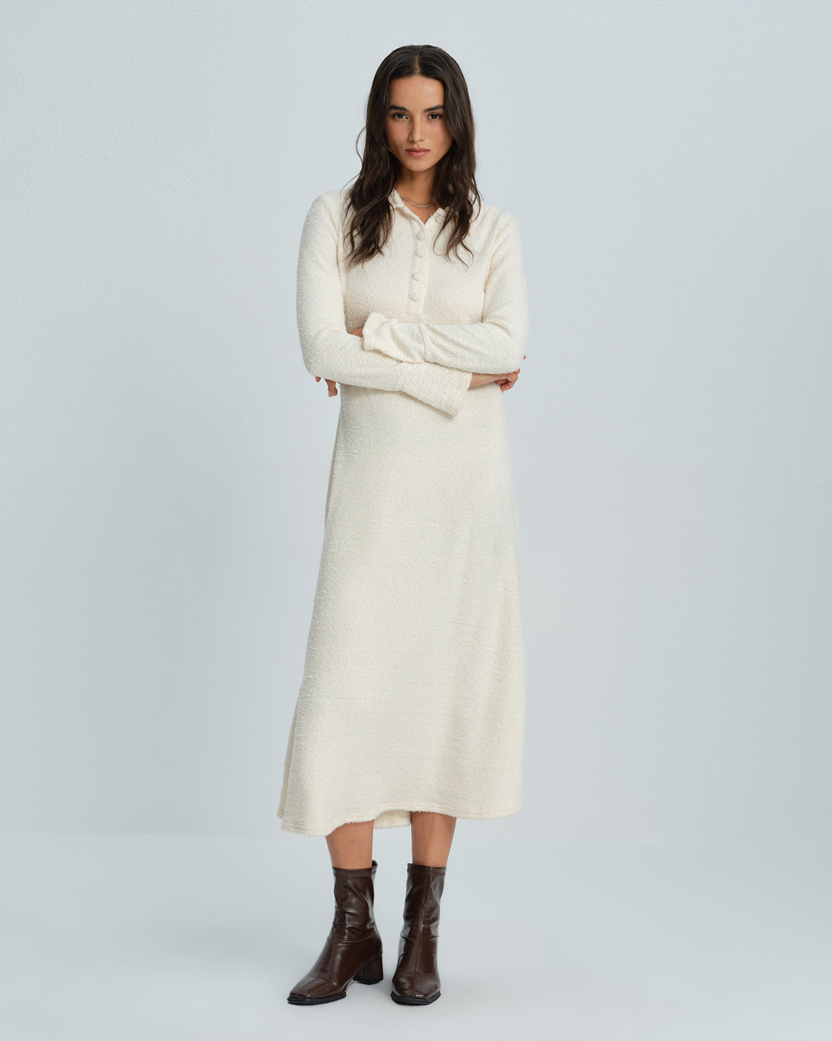 Women's Knitted Wool Midi Dress Dresses - RIHOAS