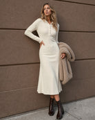 Women's Knitted Wool Midi Dress - RIHOAS