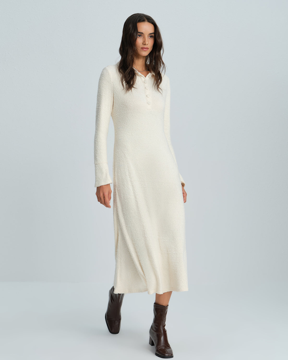 Women's Knitted Wool Midi Dress Dresses - RIHOAS