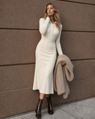 Women's Knitted Wool Midi Dress - RIHOAS