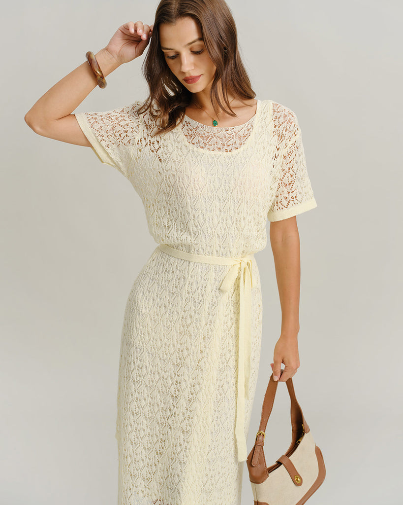 Women's Knitted Woolen Acrylic Midi Dresses Dresses - RIHOAS