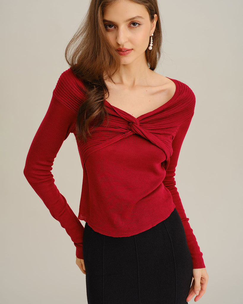 Women's long-sleeved polyester knit top Tops - RIHOAS