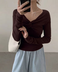 Women's long-sleeved polyester knit top Tops - RIHOAS
