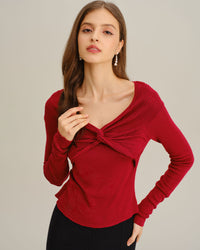 Women's long-sleeved polyester knit top Tops - RIHOAS