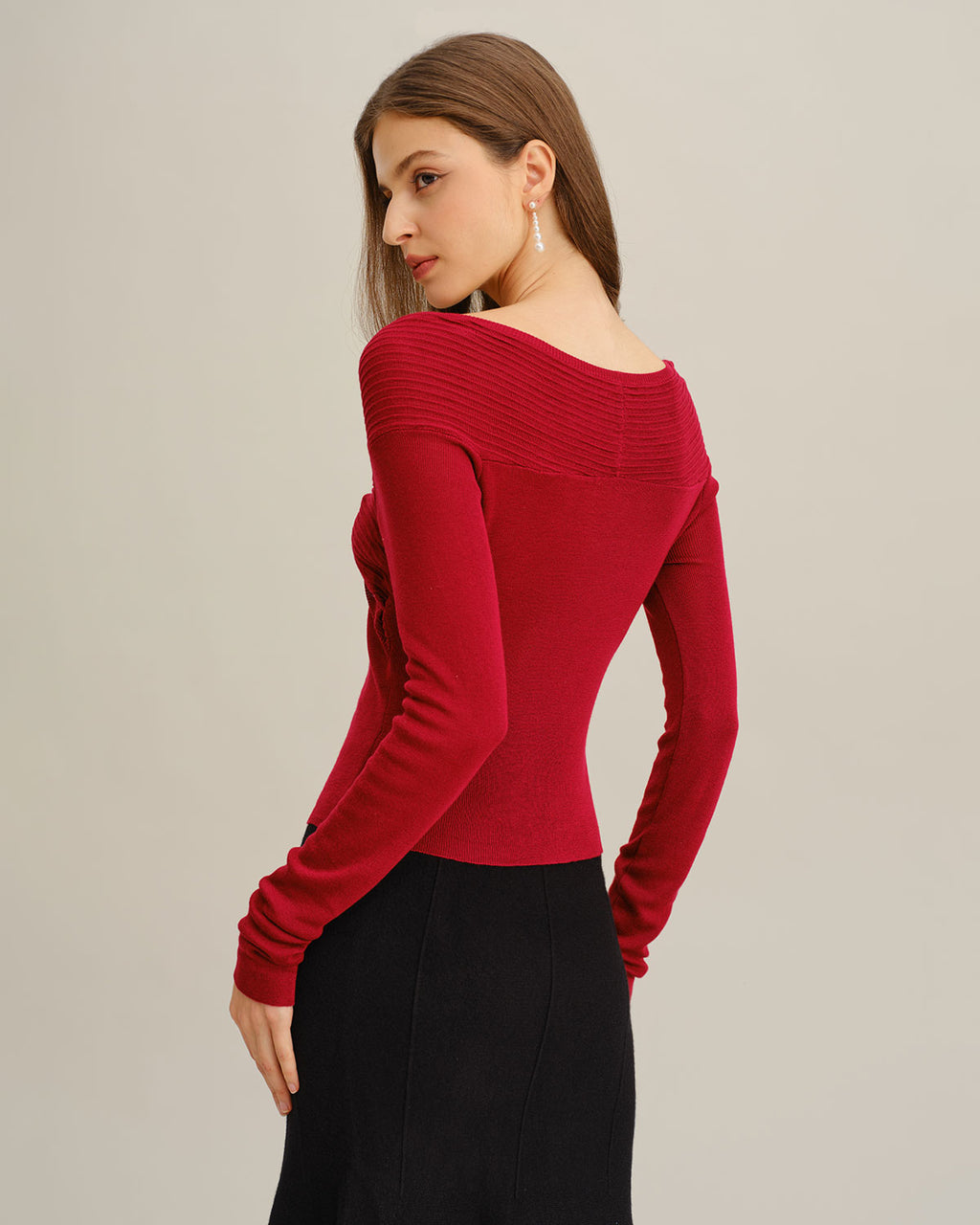 Women's long-sleeved polyester knit top Tops - RIHOAS
