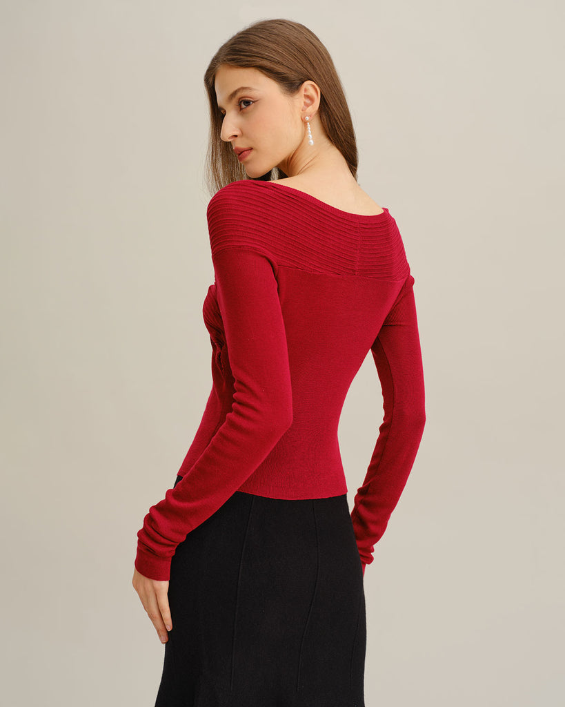 Women's long-sleeved polyester knit top Tops - RIHOAS