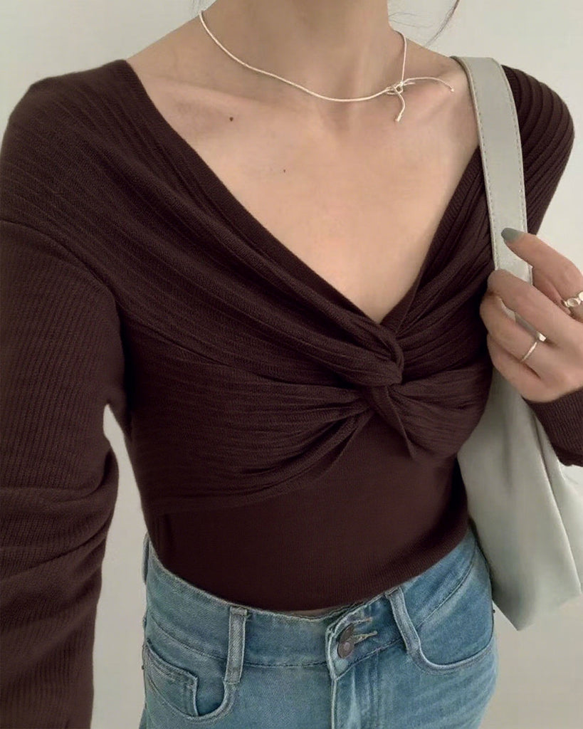 Women's long-sleeved polyester knit top Tops - RIHOAS
