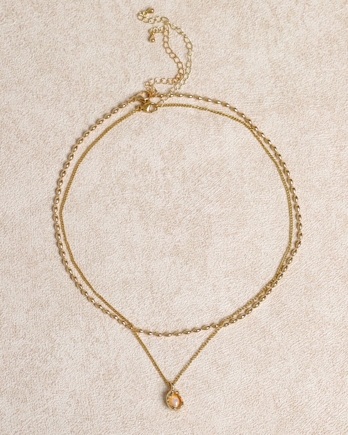 Metal Pearl Double Necklace - RIHOAS