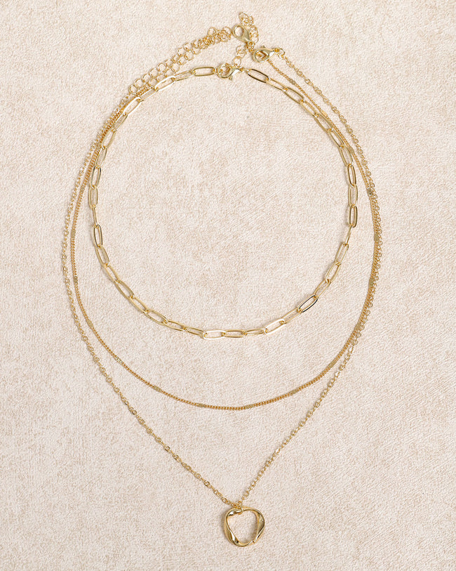 Gold Three-Layer Necklace - RIHOAS