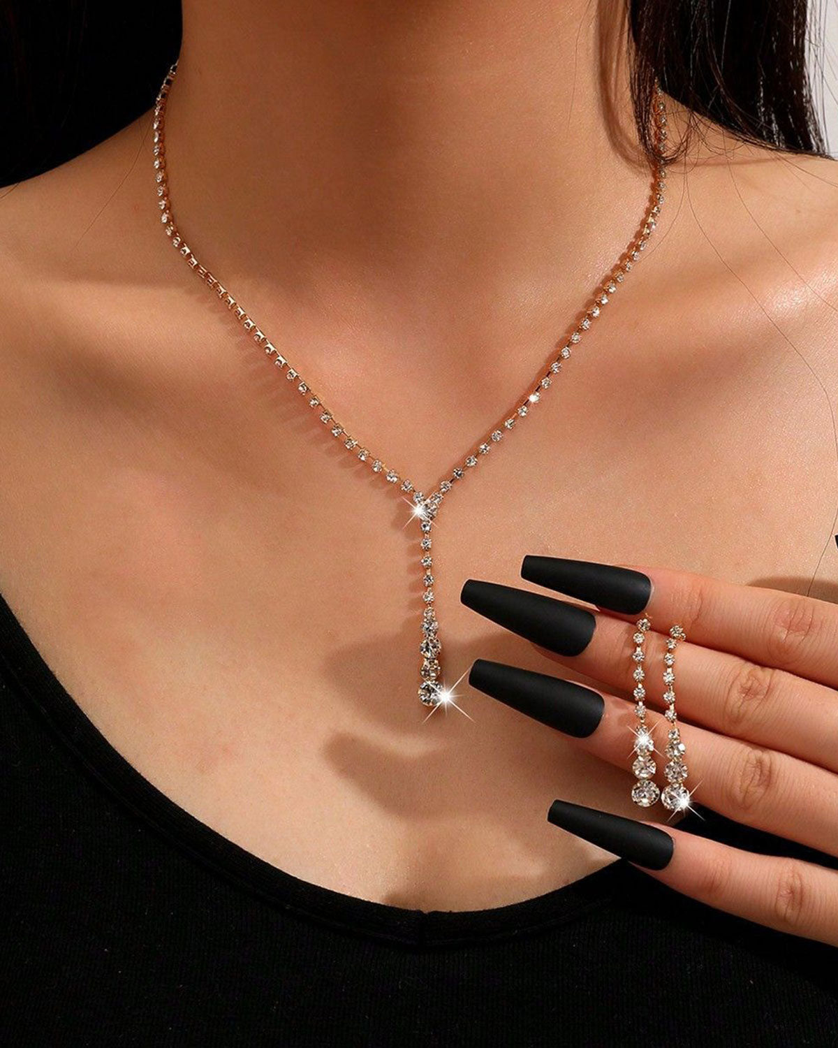 Women's Necklace And Earring Set Silver Necklaces - RIHOAS