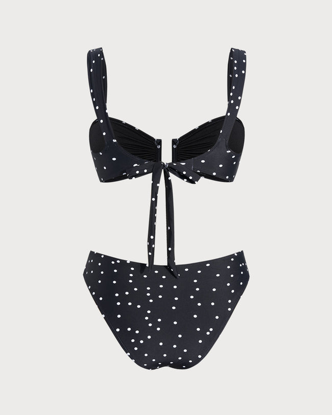 Women's Nylon Blended Polka Dots Bikini Sets Bikinis - RIHOAS