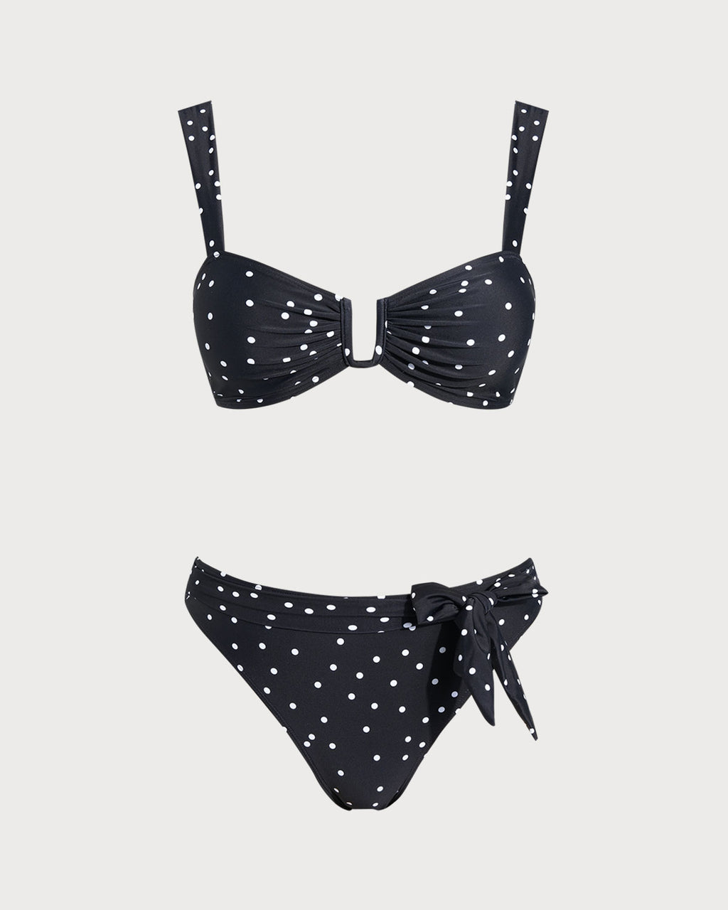 Women's Nylon Blended Polka Dots Bikini Sets Black Bikinis - RIHOAS