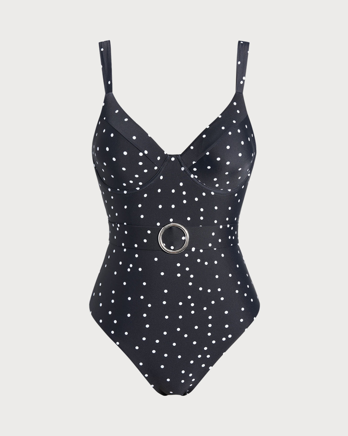 Women's Nylon Blended Polka Dots One-Pieces Black One-Pieces - RIHOAS