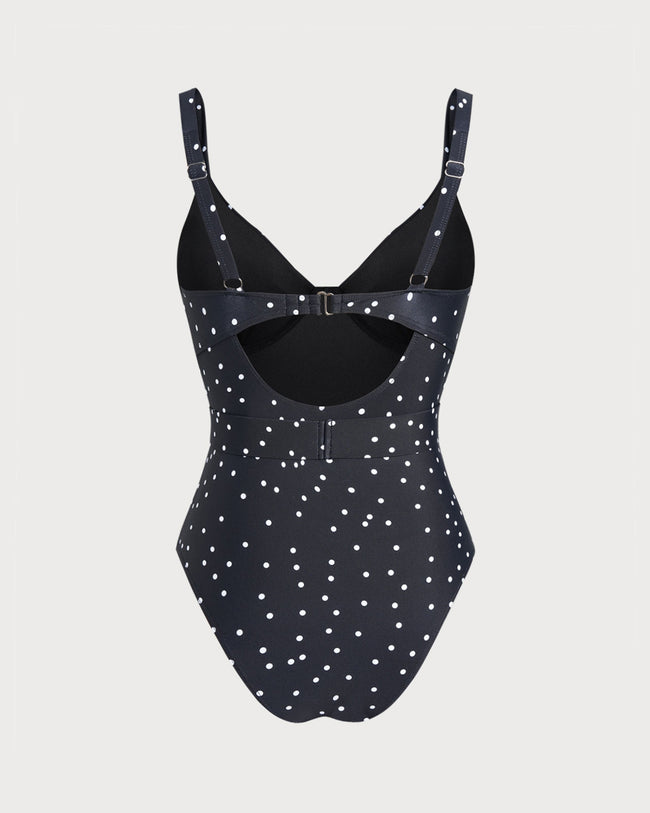 Women's Nylon Blended Polka Dots One-Pieces One-Pieces - RIHOAS