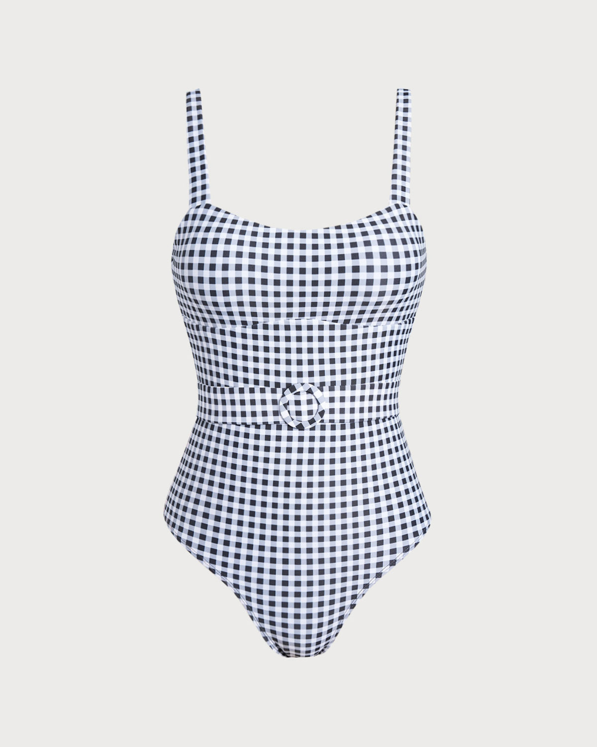 Women's Plaid One-Piece Swimsuit Black One-Pieces - RIHOAS