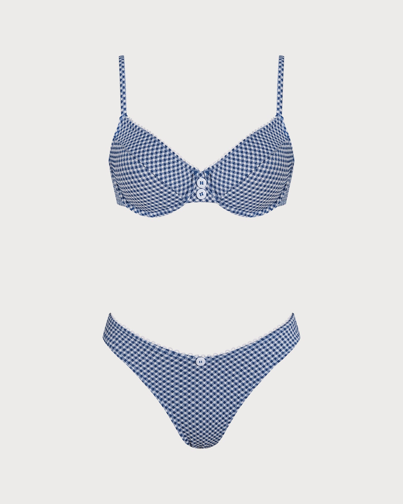 Women's plaid underwire bikini set Plaid Blue Bikinis - RIHOAS