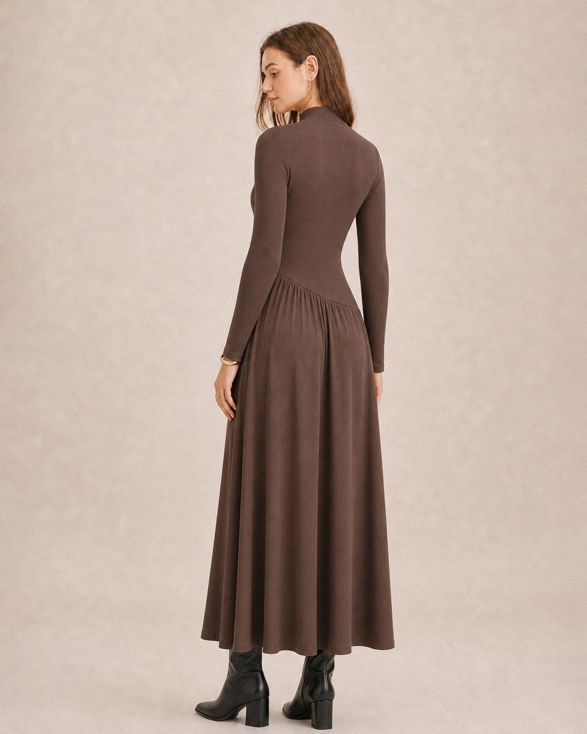 Women's Polyester Knit Maxi Dress - RIHOAS