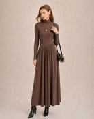 Women's Polyester Knit Maxi Dress - RIHOAS