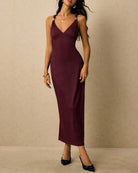 Women's Polyester Knit Maxi Dress Dresses - RIHOAS