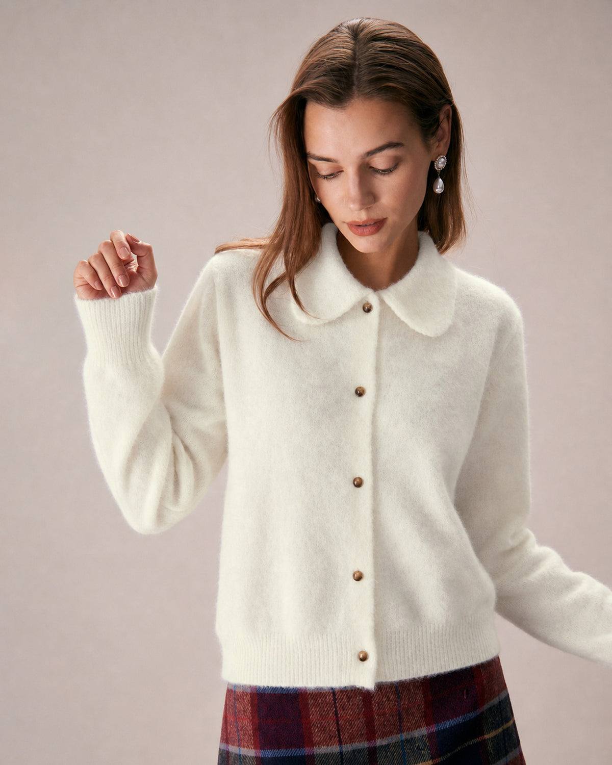 Women's Polyester Knit Sweater Apricot - RIHOAS