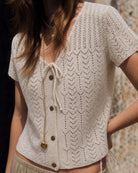 Women's Polyester Knit Sweater Beige Tops - RIHOAS