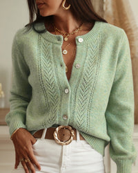 Women's Polyester Knit Sweater Green - RIHOAS