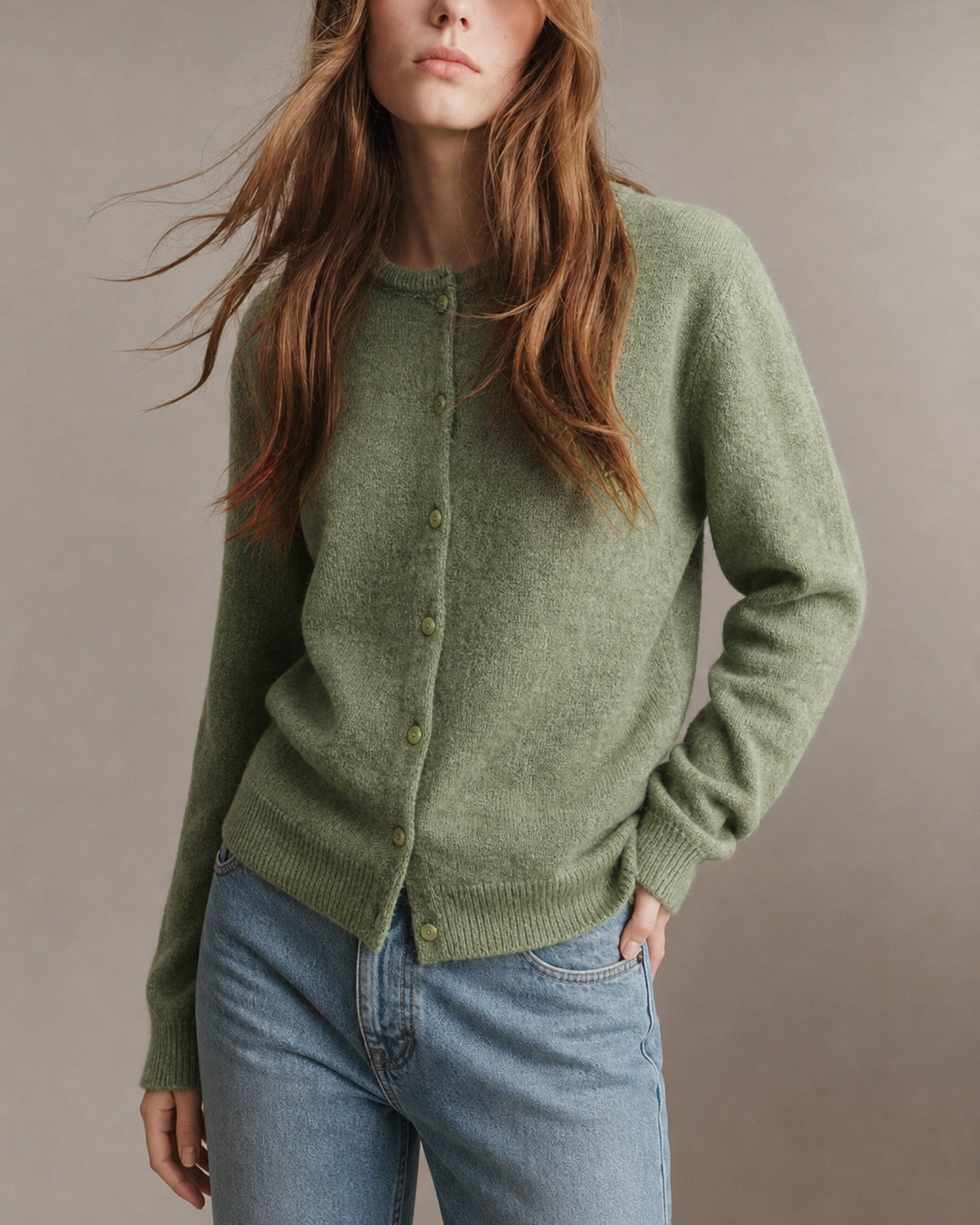 Women's Polyester Knit Sweater Green - RIHOAS